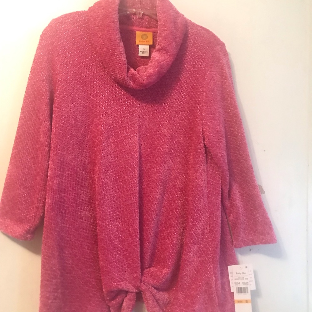 Ruby Rd. Vibrant Pink Cowl Neck Sweater
